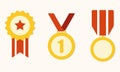 Medals, awards and trophy icon set isolated on white background. Colorful vector illustration. Royalty Free Stock Photo